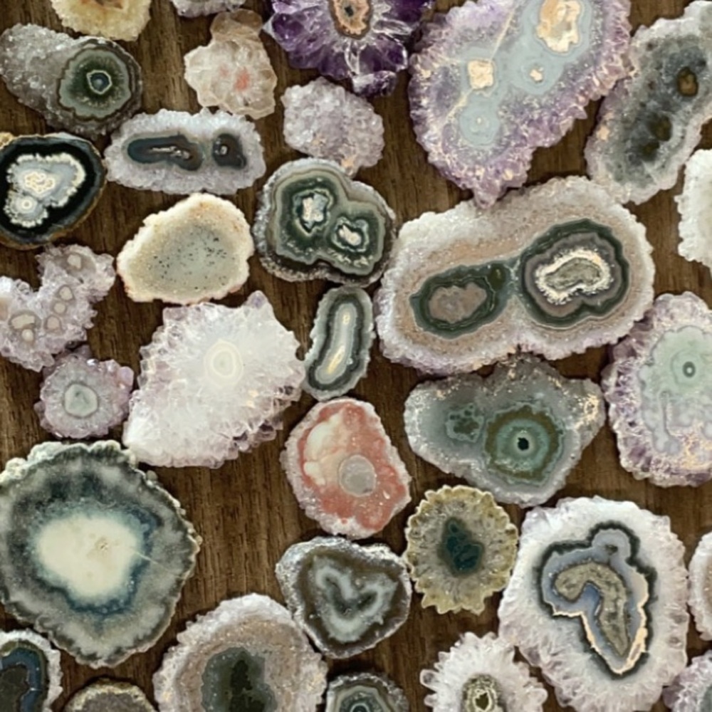 Mystery stalactite slices crystals